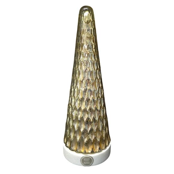 Decorative Gold Colored Glass & Genuine Marble Christmas Tree 17" Home Decor - Picture 1 of 13